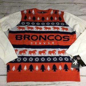 DENVER BRONCOS - NFL- CUTE UGLY SWEATER Sz L NWT - Great Gift Idea!